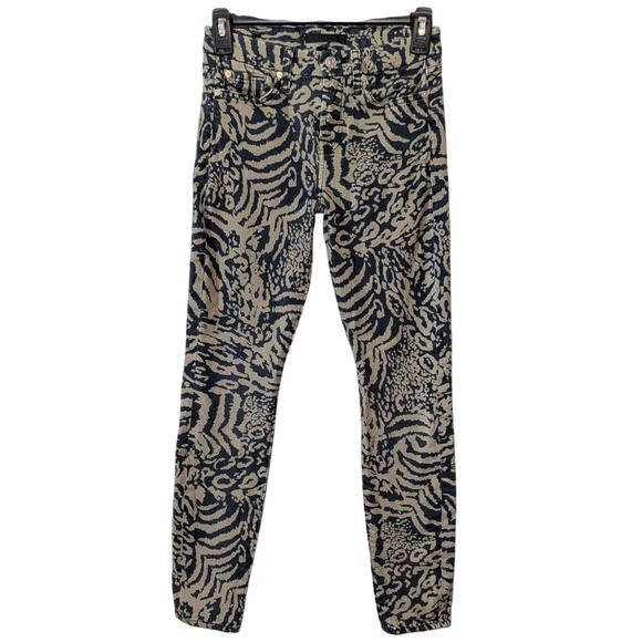 7 For All Mankind Pants - 7 For All Mankind 7FAM The Ankle Skinny Jeans Royal Leopard Print Size 25